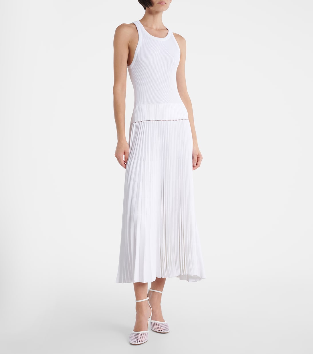 Pleated ribbed-knit midi dress | Alaïa