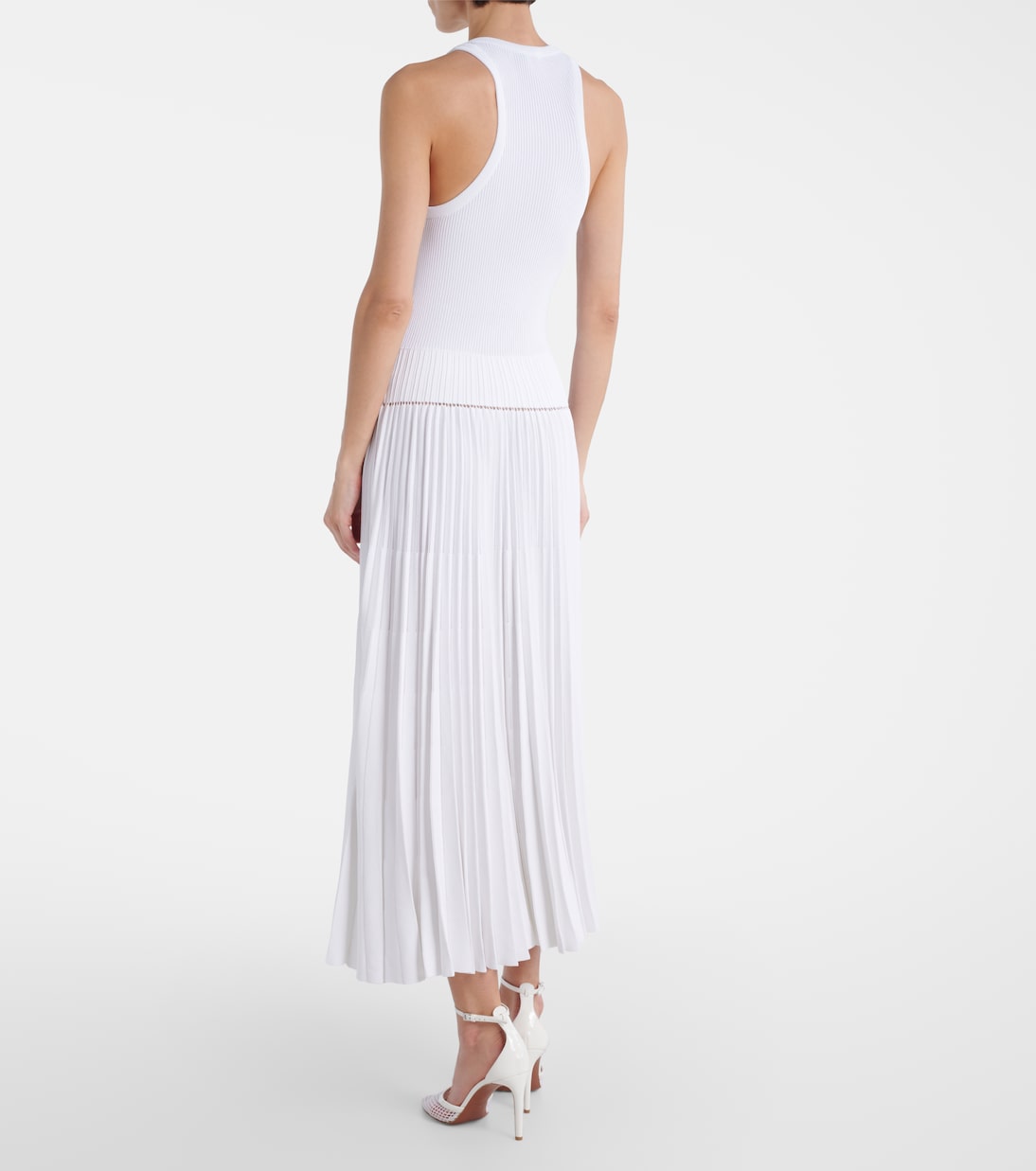 Pleated ribbed-knit midi dress | Alaïa