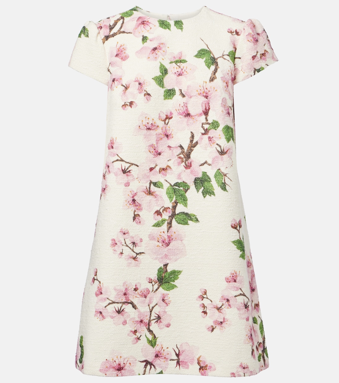 Vestido corto en mezcla de algodón y lana floral | Oscar de la Renta