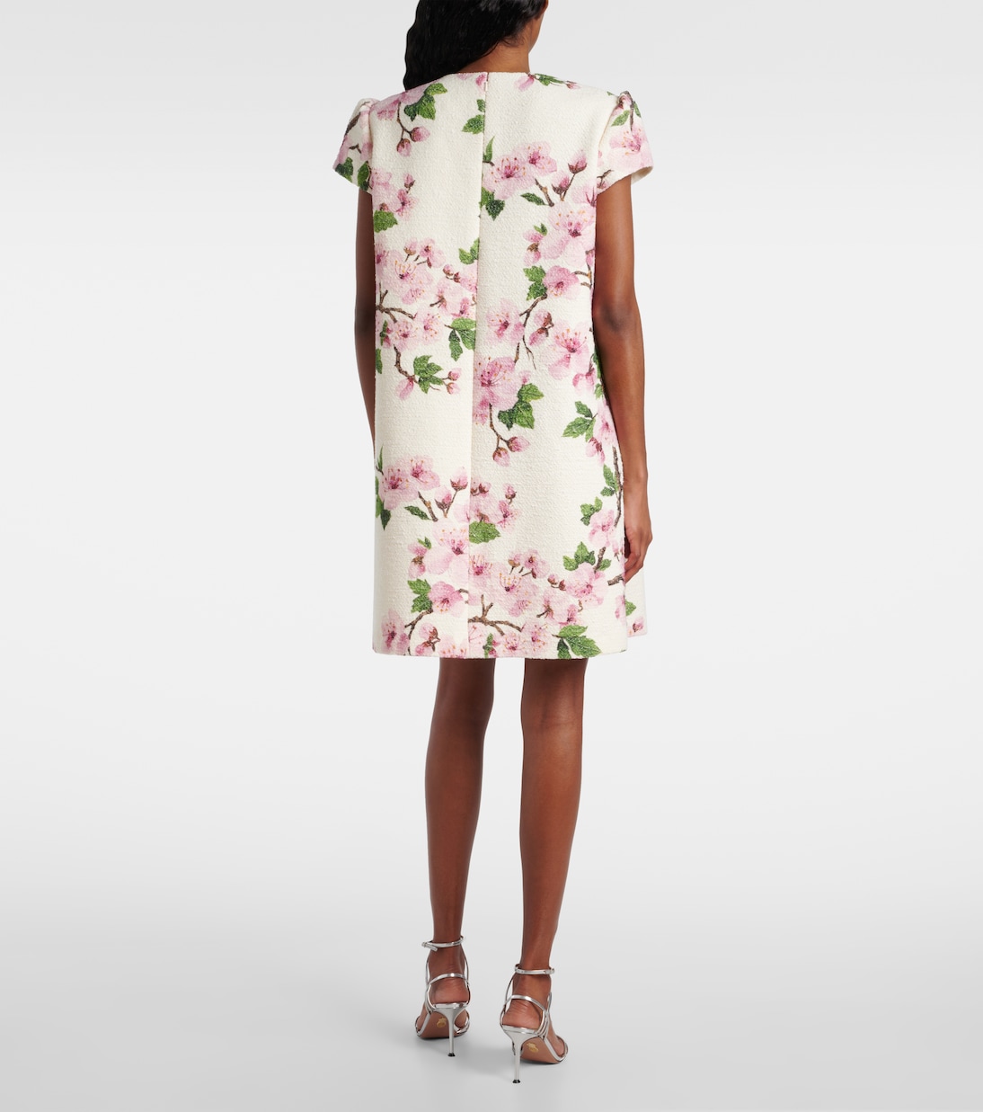 Vestido corto en mezcla de algodón y lana floral | Oscar de la Renta