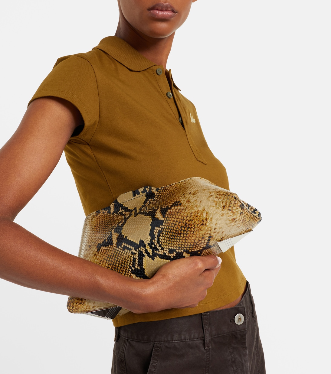 8.30 PM snake-effect leather clutch | The Attico