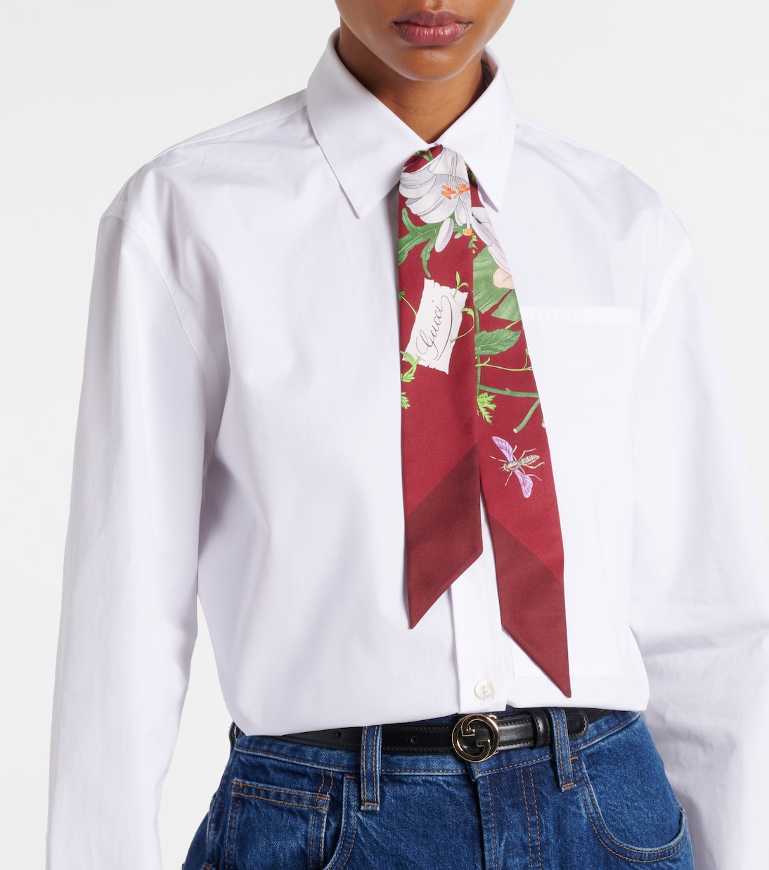 Foulard in twill di seta con stampa | Gucci