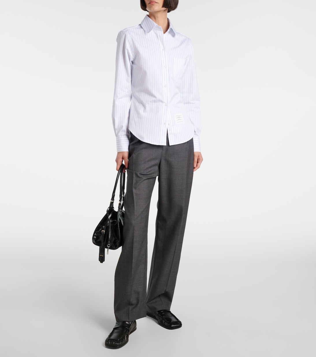 Camicia in popeline di cotone gessato | Thom Browne