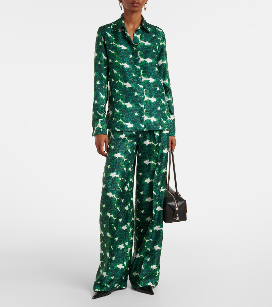 Morena printed silk twill wide-leg pants  | Max Mara