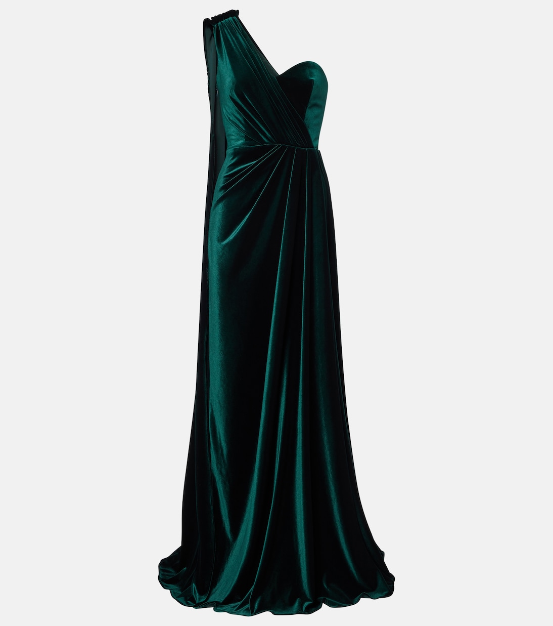 One-Shoulder-Robe aus Samt | Monique Lhuillier