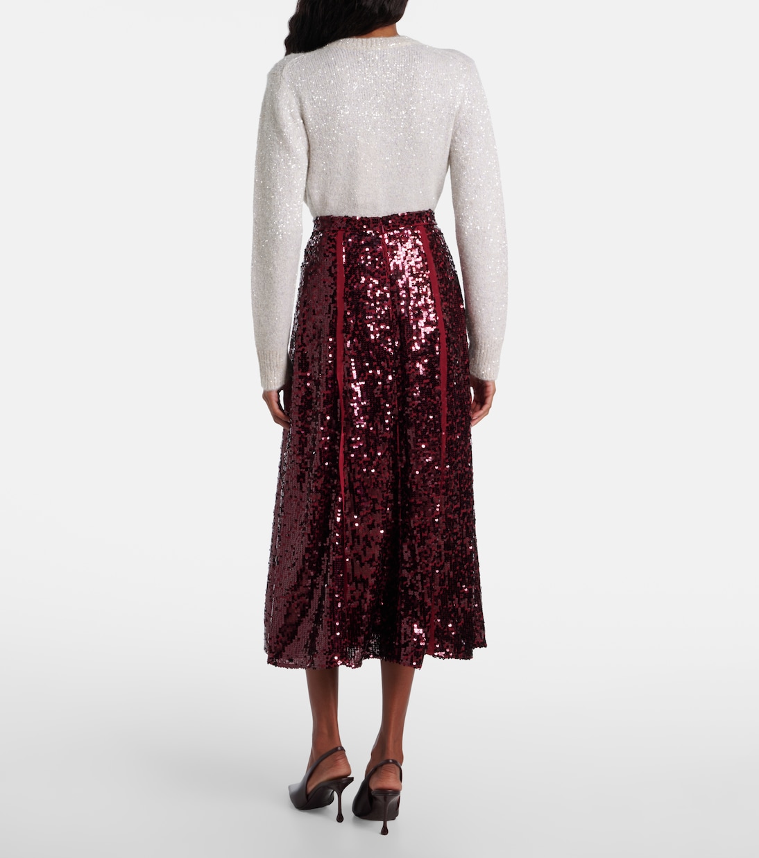 Falda midi de georgette con lentejuelas | Erdem