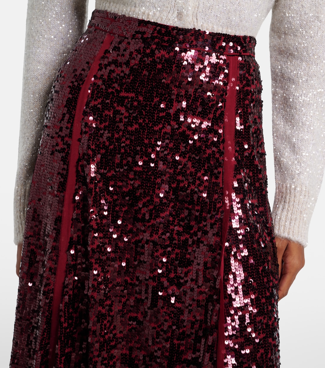 Falda midi de georgette con lentejuelas | Erdem