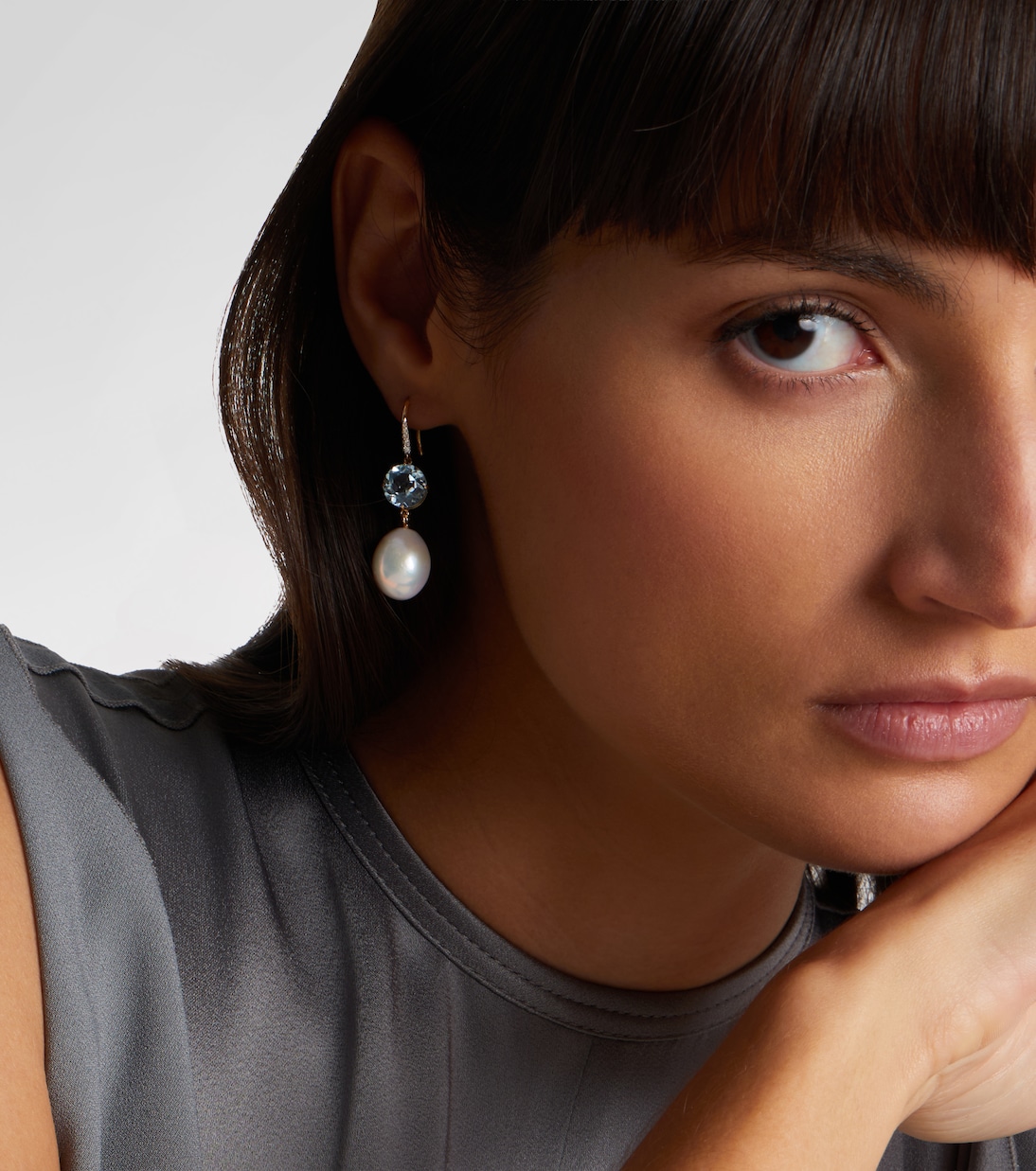 14kt gold drop earrings with gemstones | Mateo