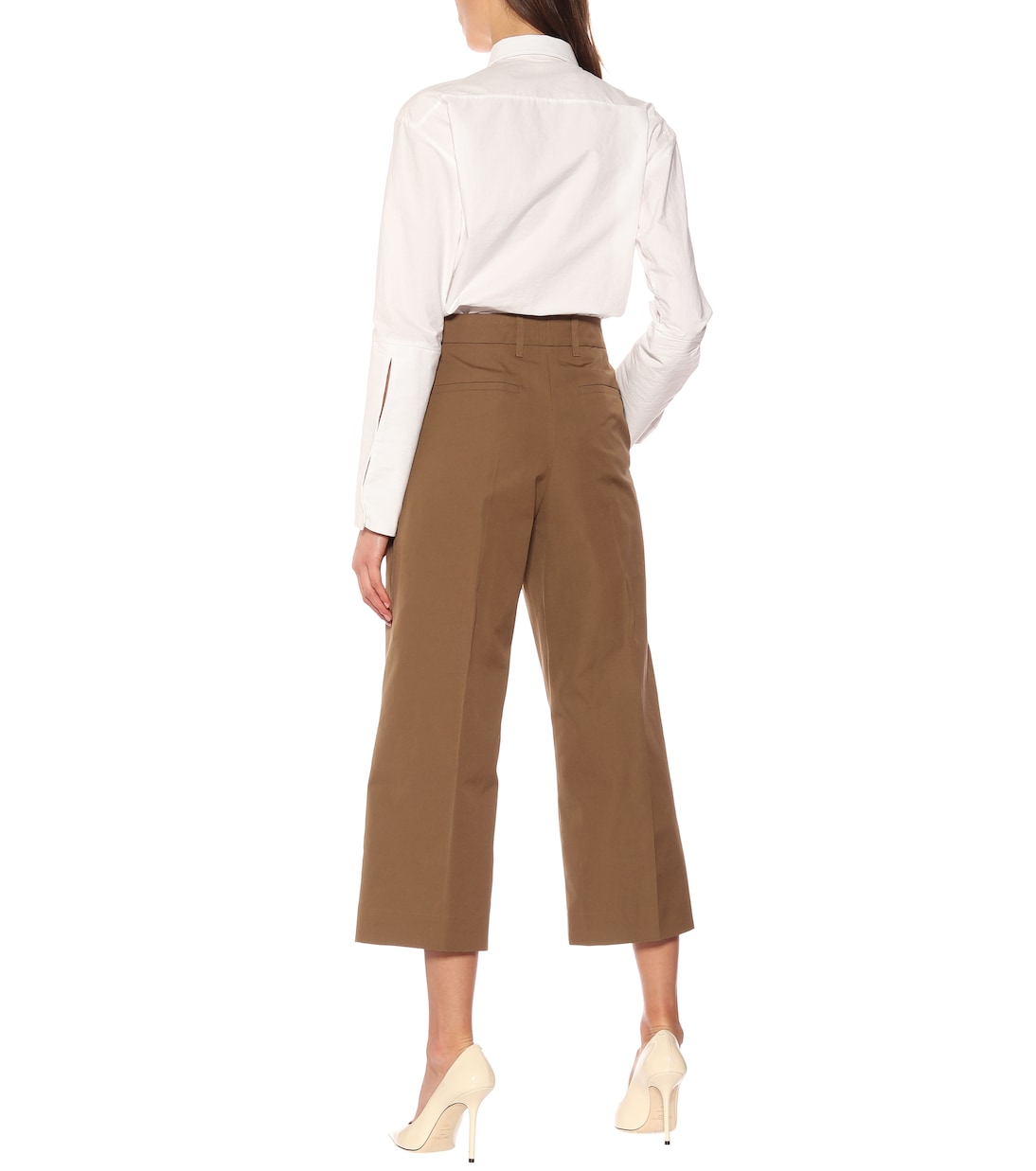 Cropped high-rise cotton pants | Prada