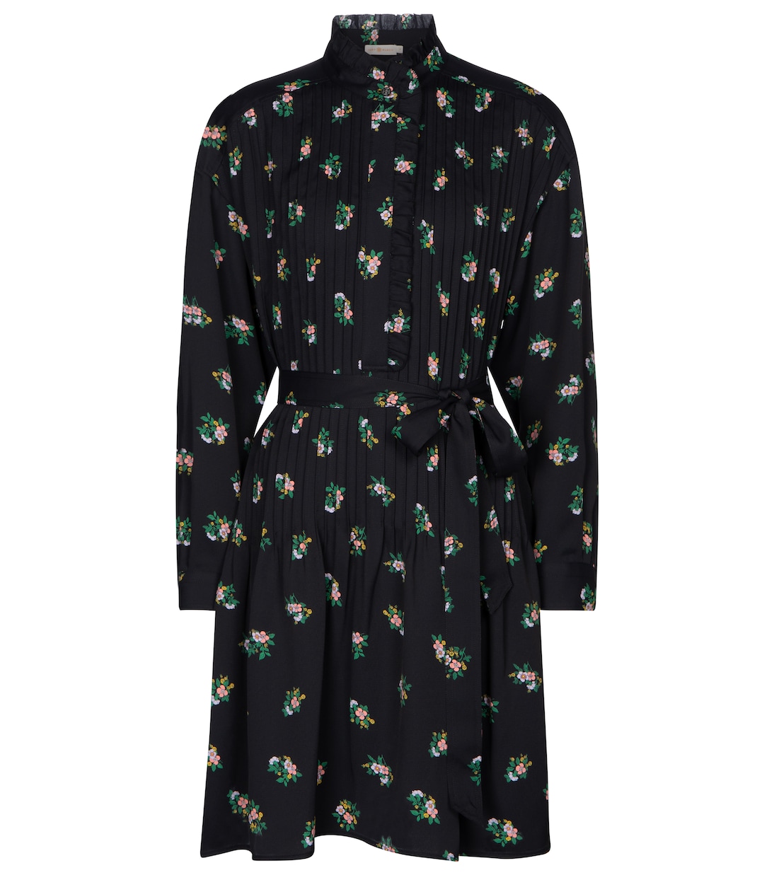 Cora floral pleated shirt dress in black Tory Burch Mytheresa