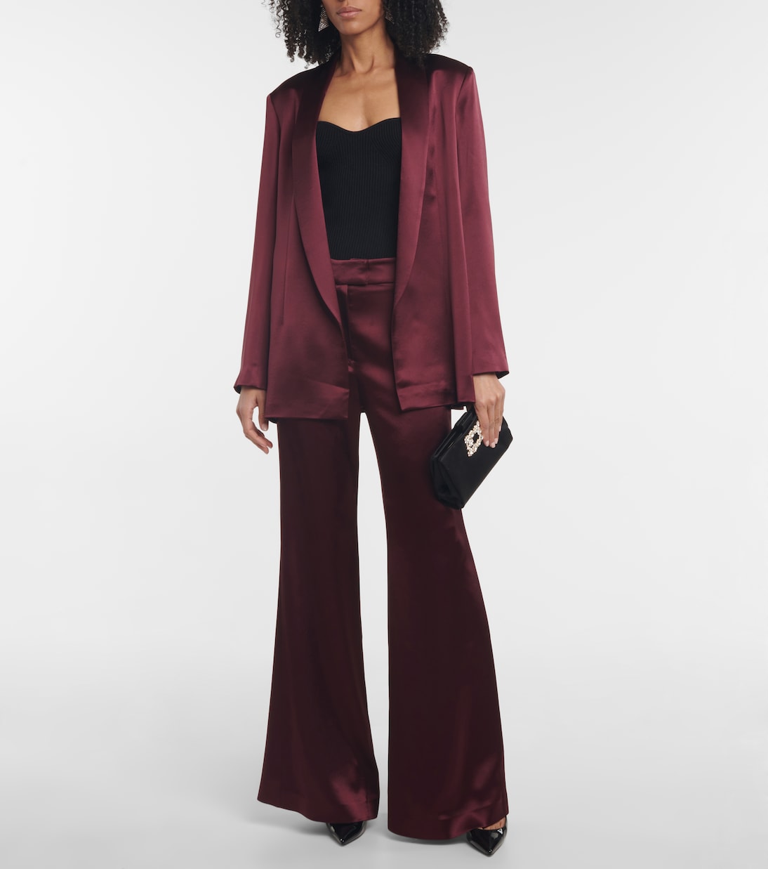High-rise satin flared pants | Galvan
