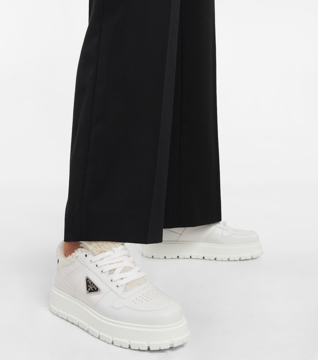 Shearling-lined platform sneakers | Prada