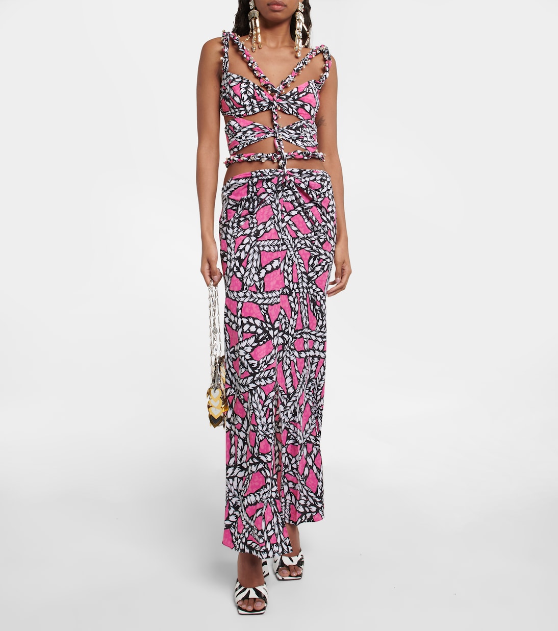 Vestido midi de seda estampado | Area