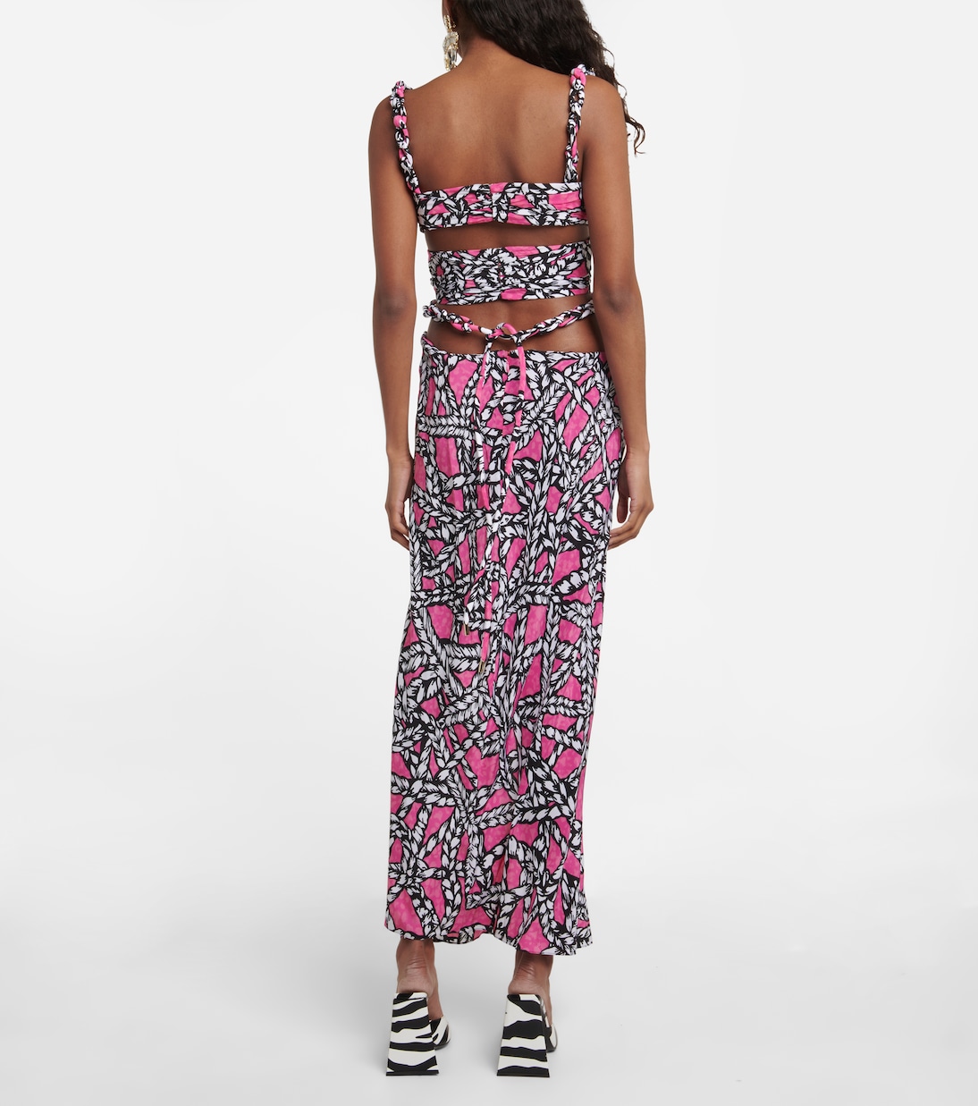 Vestido midi de seda estampado | Area