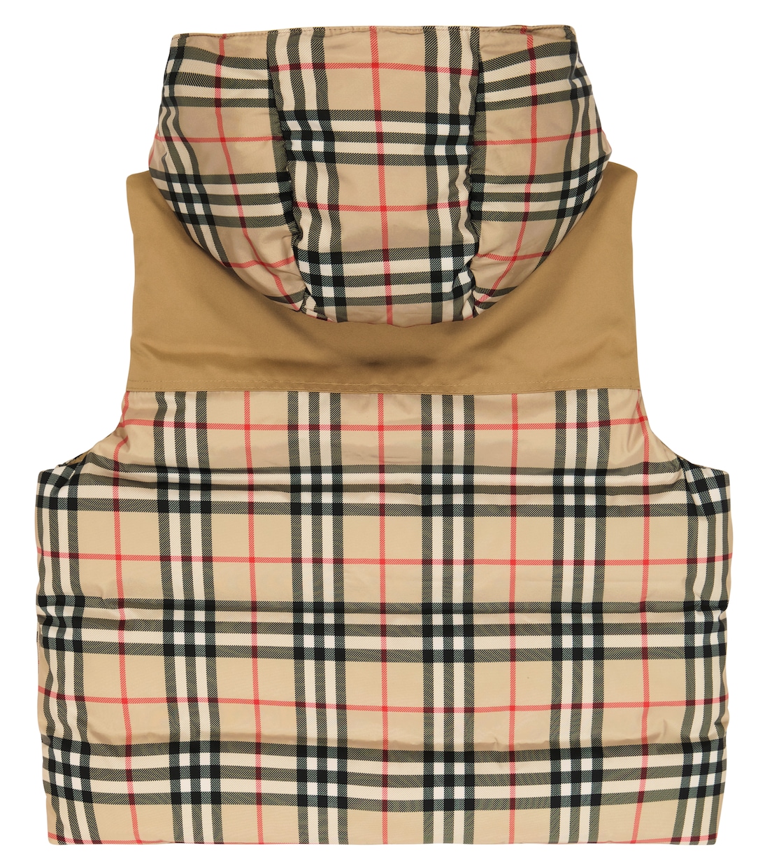 Checked down vest in beige Burberry Kids Mytheresa