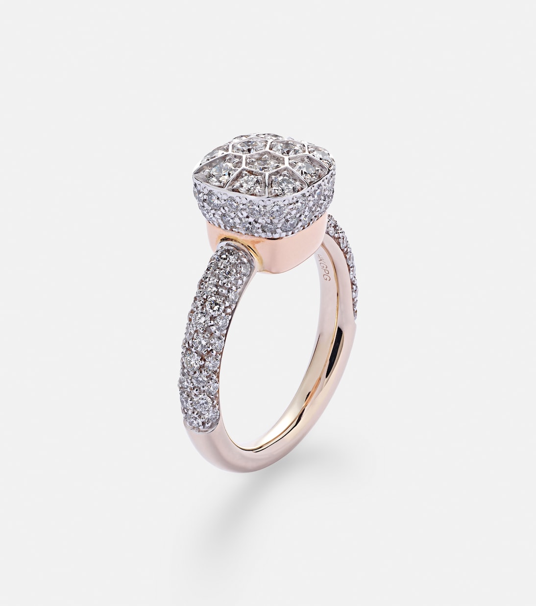 Anello Pomellato Nudo in oro bianco e rosa 18kt con diamanti, design solitario e moderno per giovani.