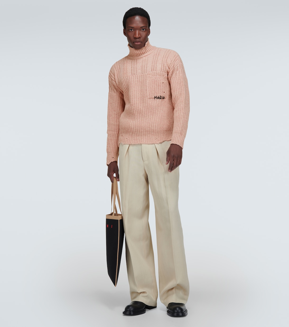 Distressed virgin wool turtleneck sweater | Marni