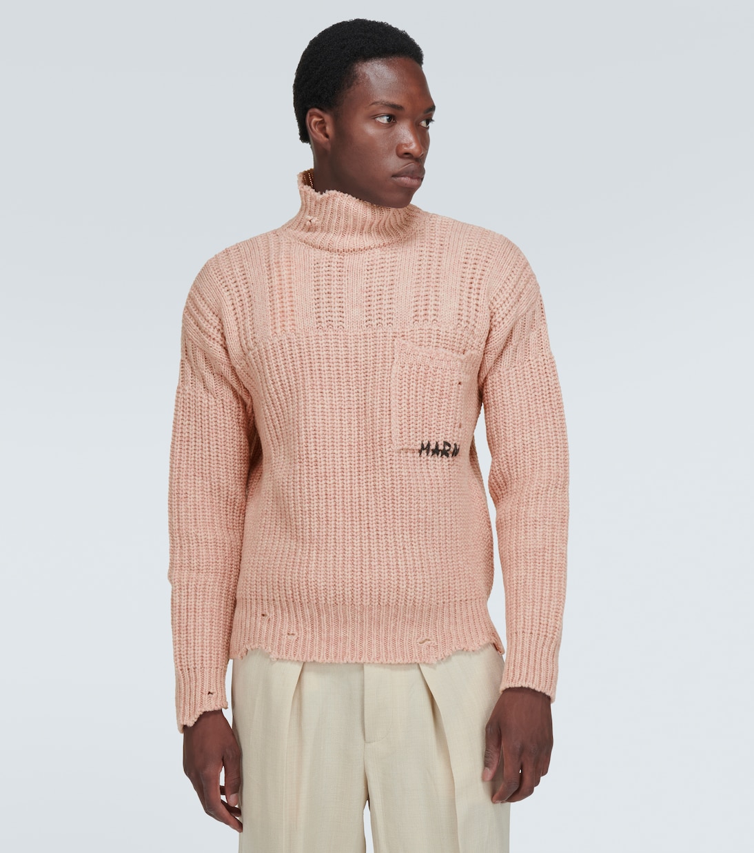 Distressed virgin wool turtleneck sweater | Marni