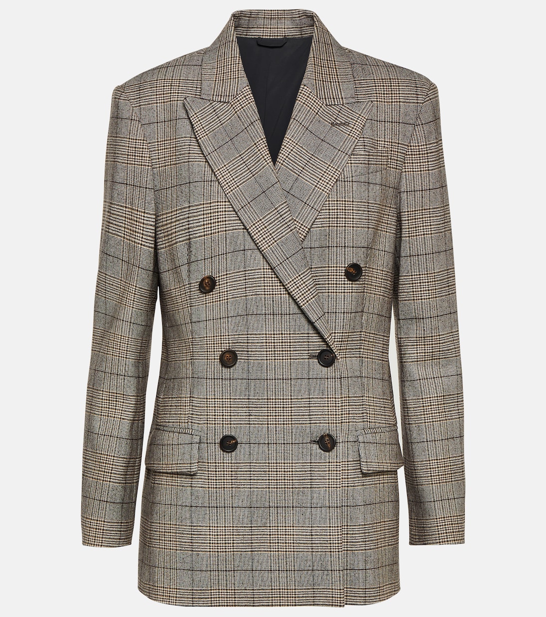 Checked wool and cotton-blend blazer | Brunello Cucinelli