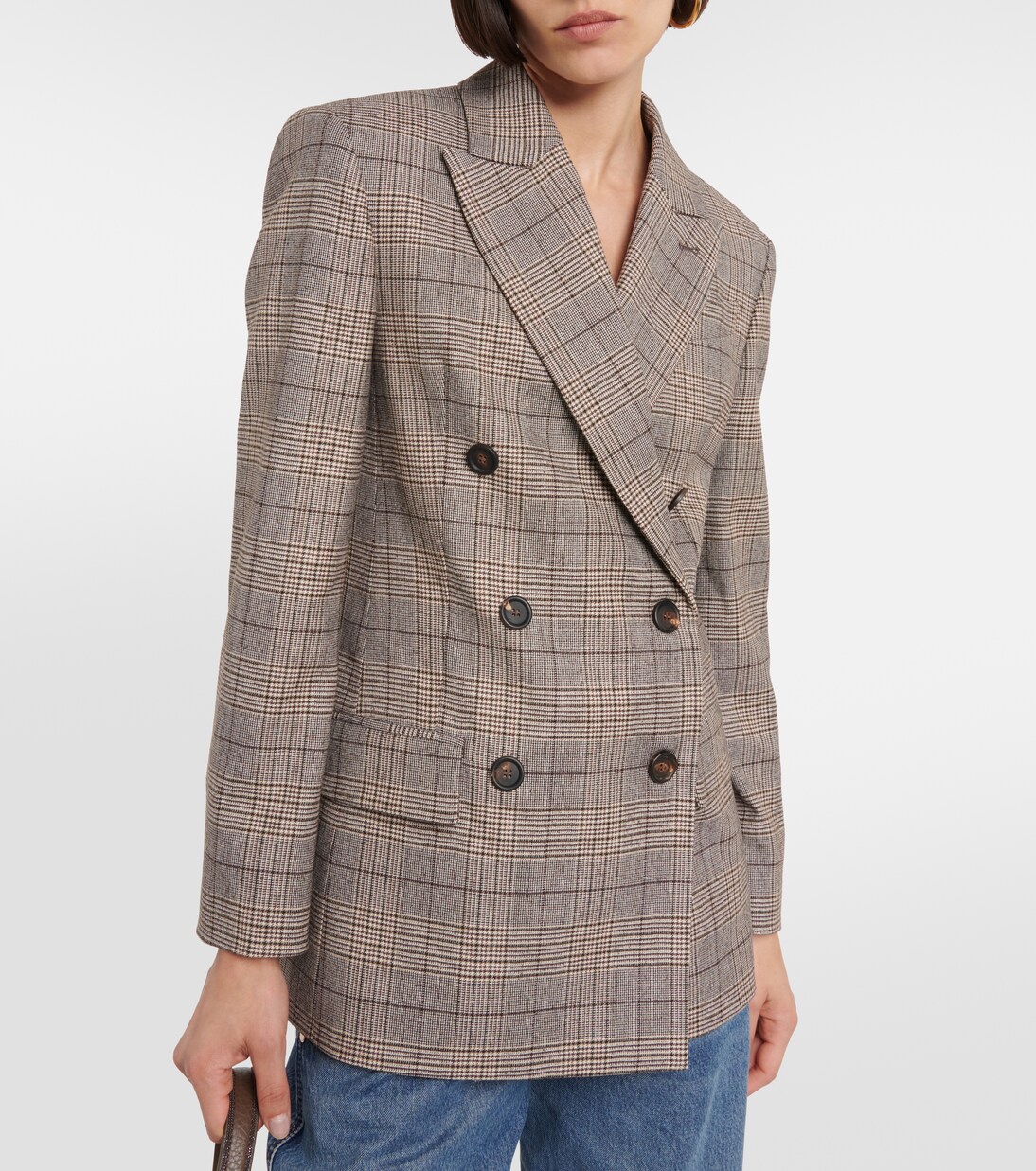 Checked wool and cotton-blend blazer | Brunello Cucinelli