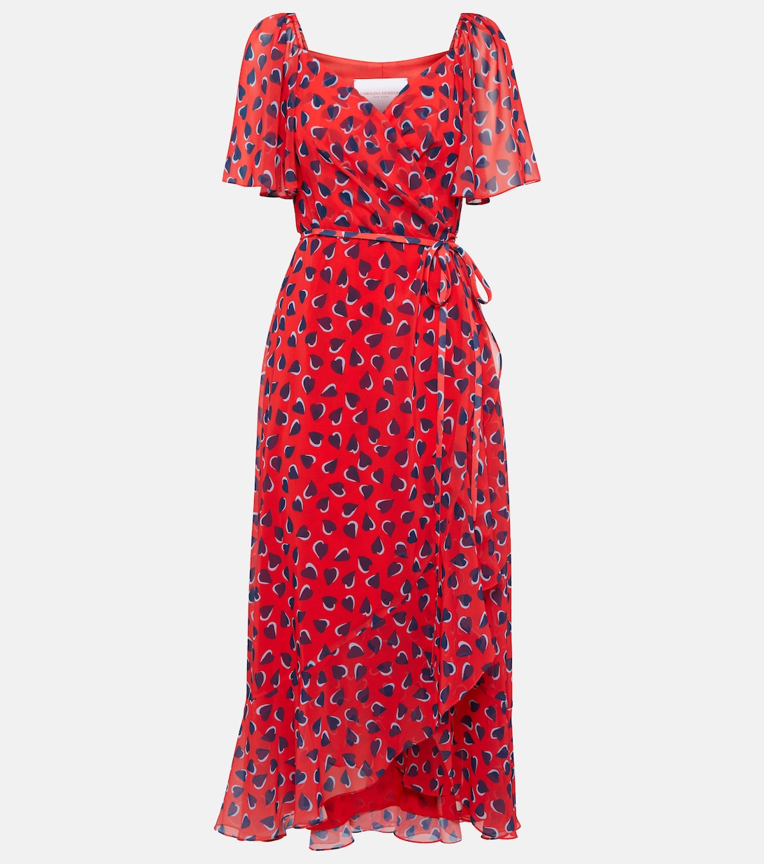 Printed georgette wrap midi dress | Carolina Herrera