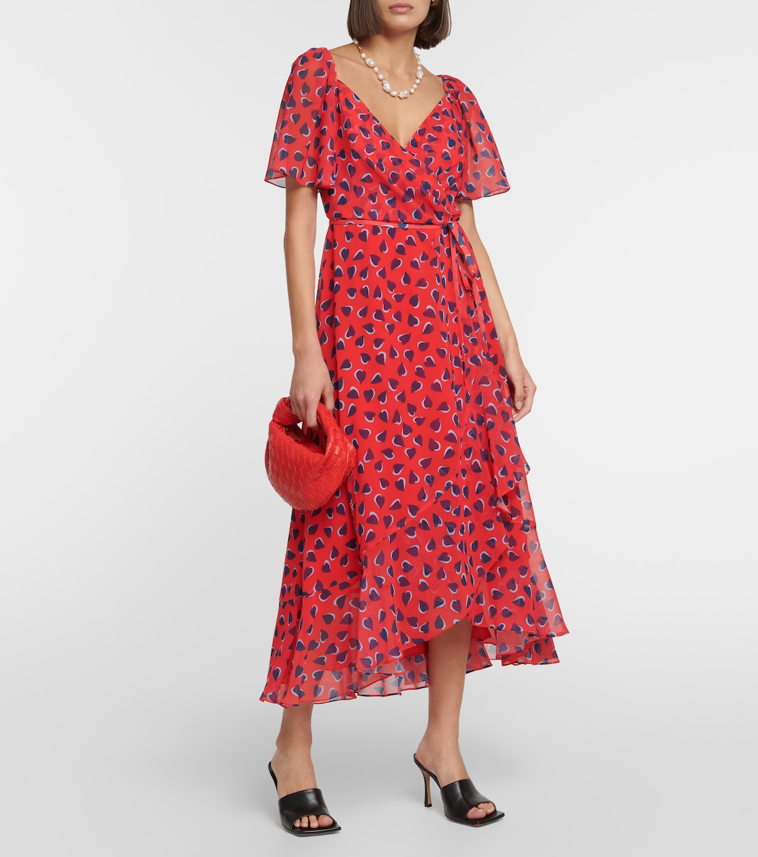 Printed georgette wrap midi dress | Carolina Herrera