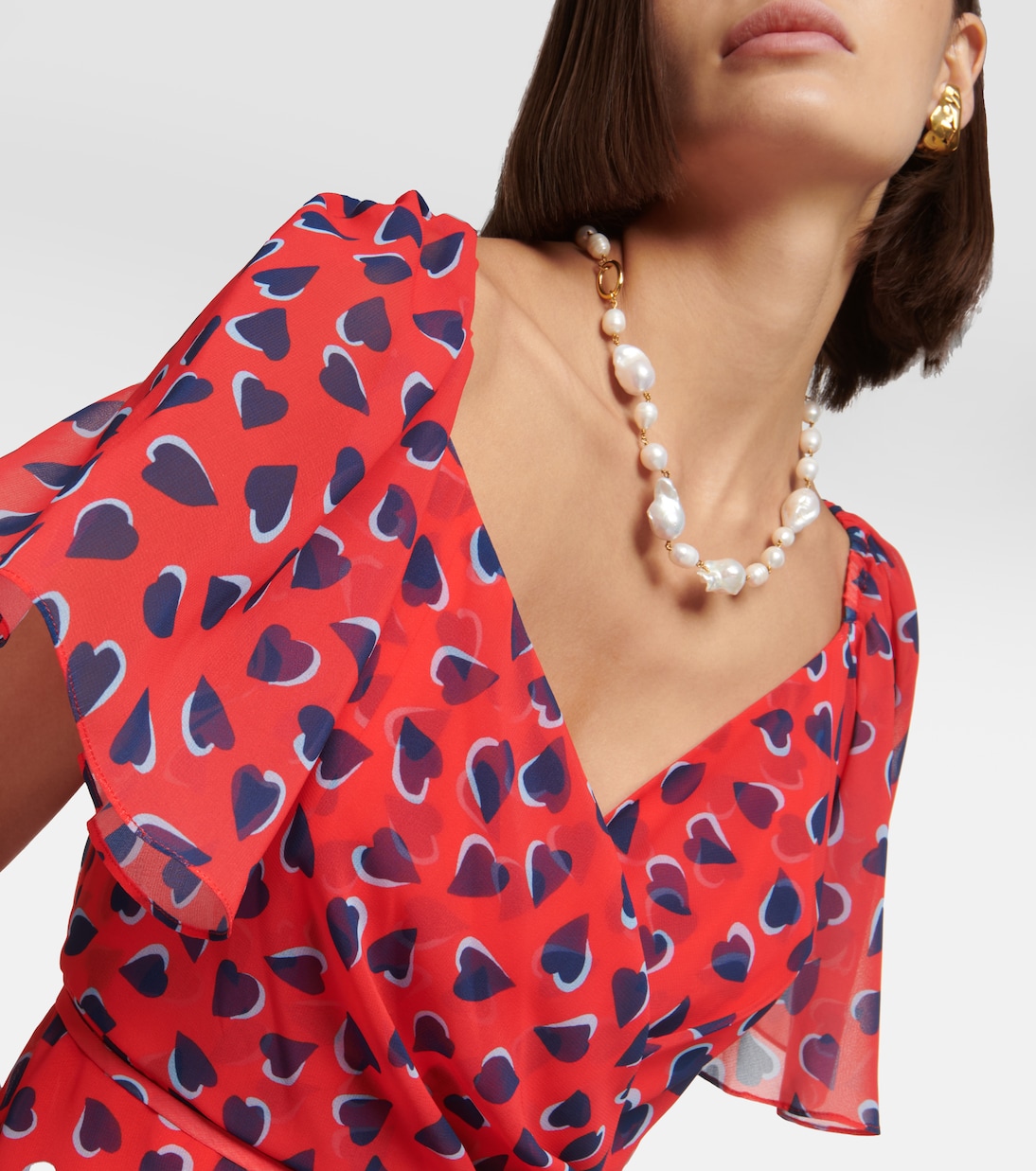 Printed georgette wrap midi dress | Carolina Herrera