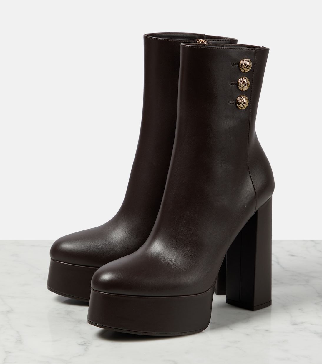 Plateaustiefel Brune aus Leder | Balmain
