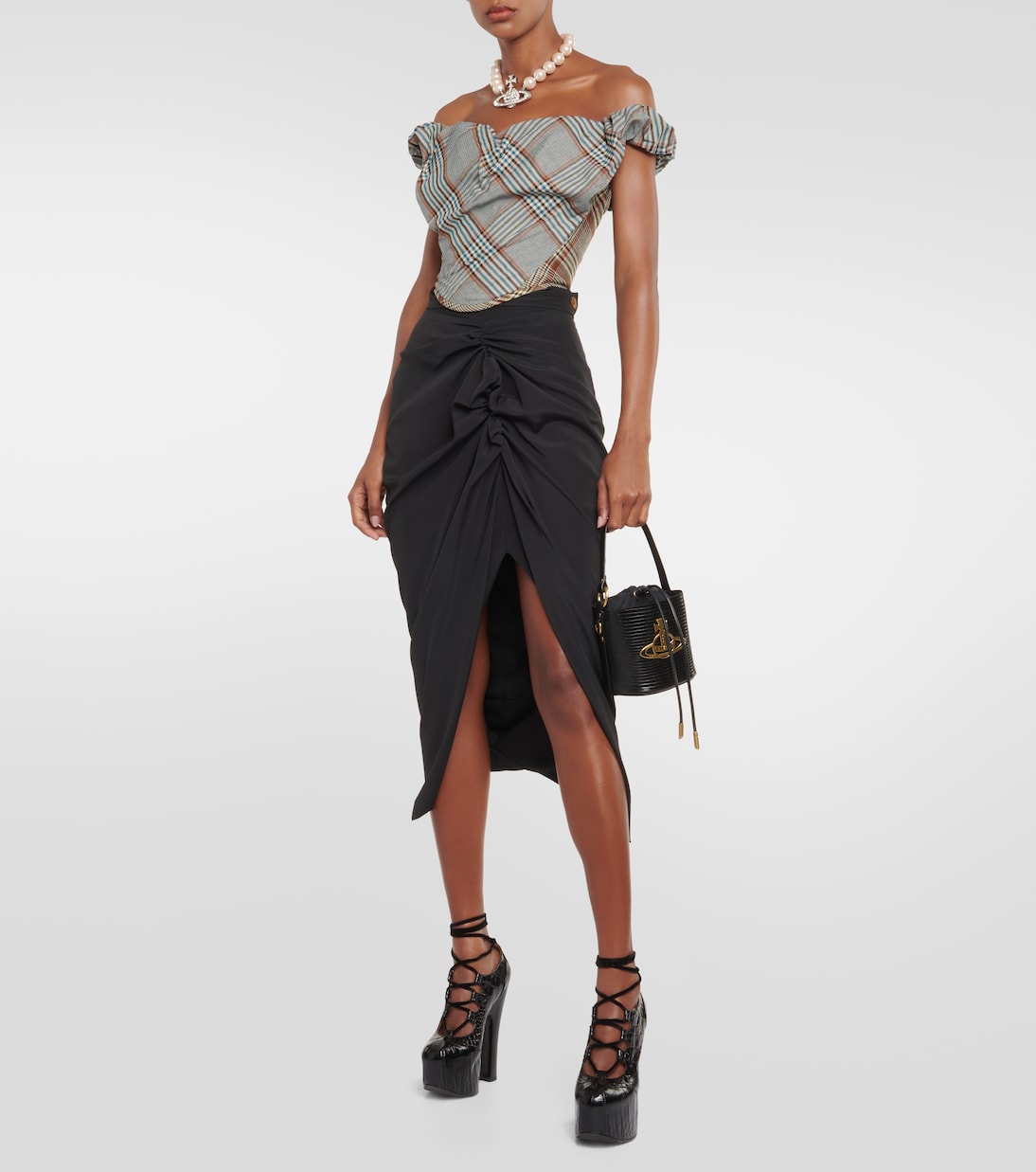 Top bustier in crêpe a quadri | Vivienne Westwood