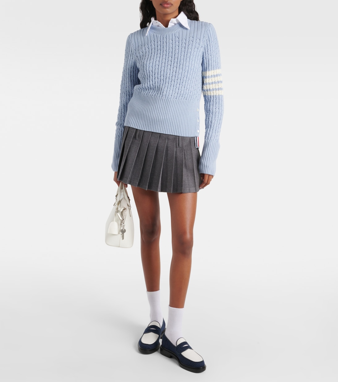 Leather-trimmed tweed loafers | Thom Browne