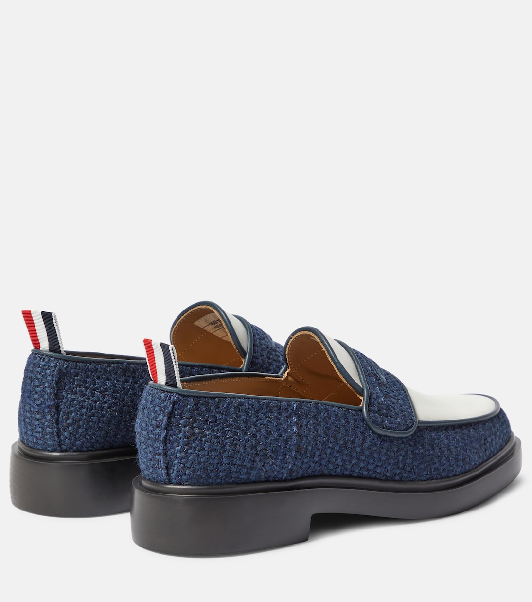 Leather-trimmed tweed loafers | Thom Browne