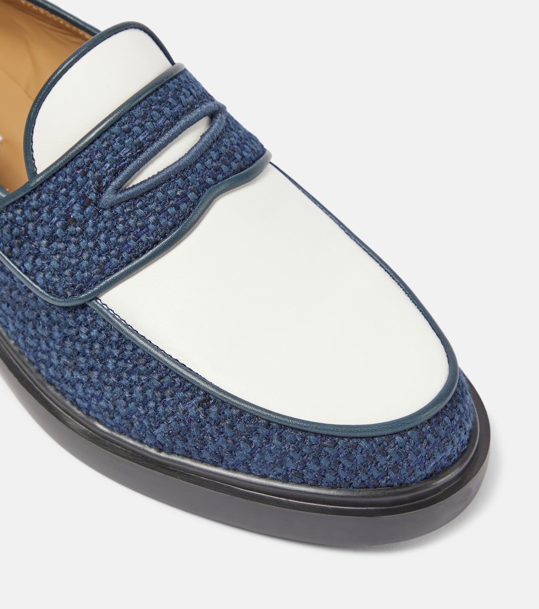 Leather-trimmed tweed loafers | Thom Browne