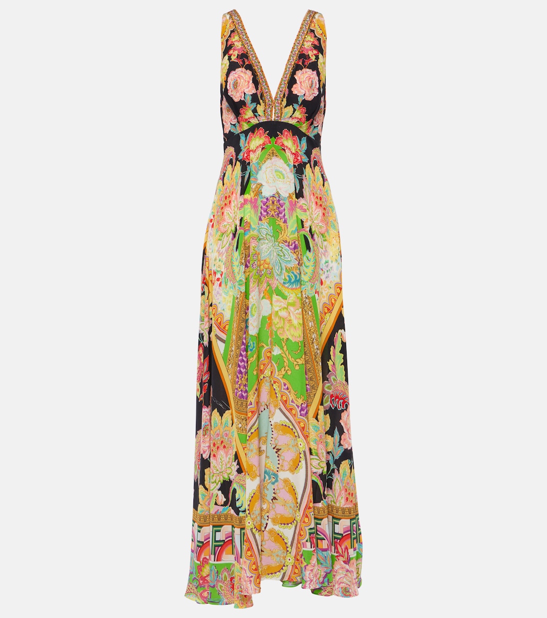 Vestido largo de seda estampado | Camilla