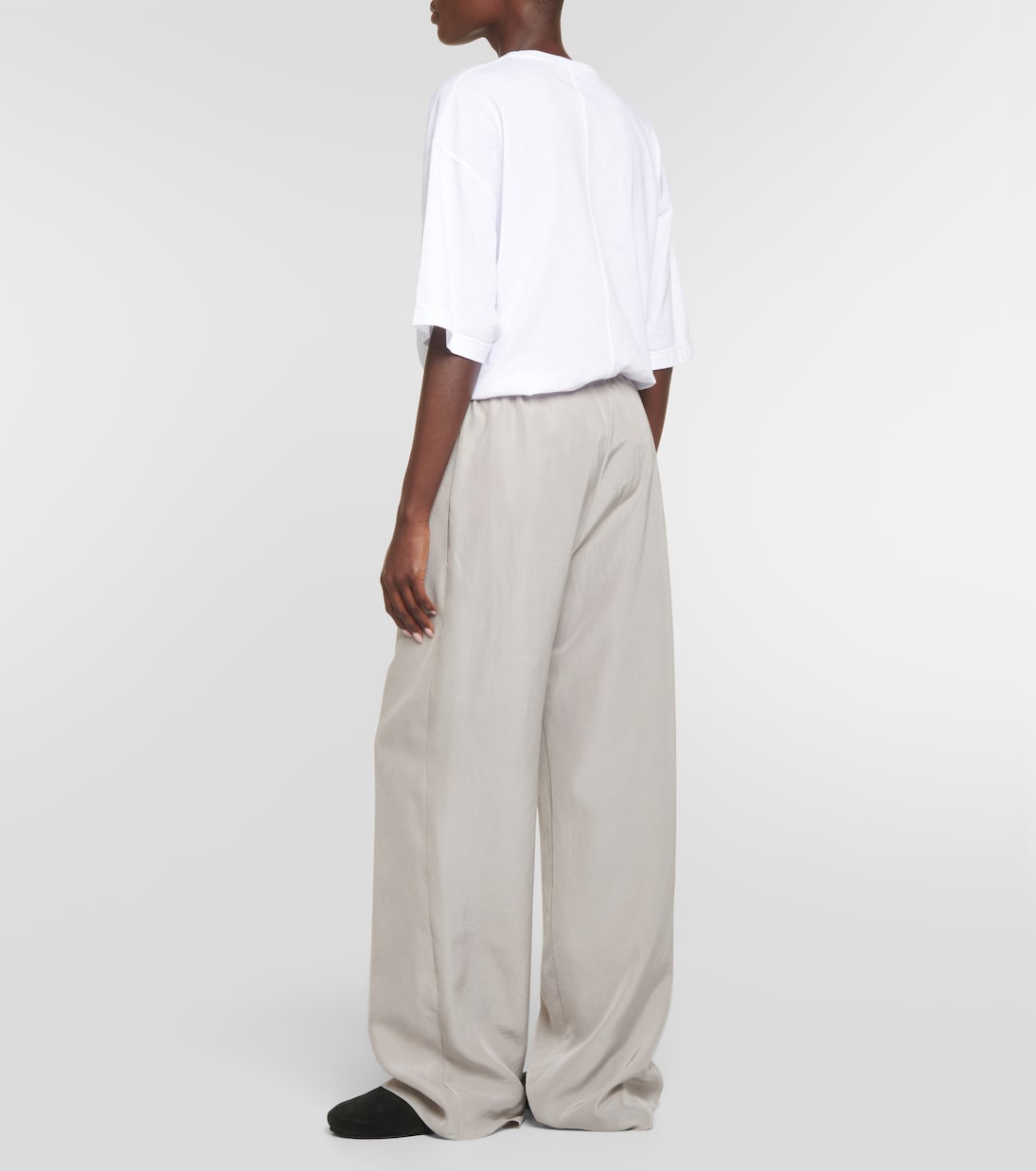 Pantalones anchos Jugi de seda de tiro alto | The Row