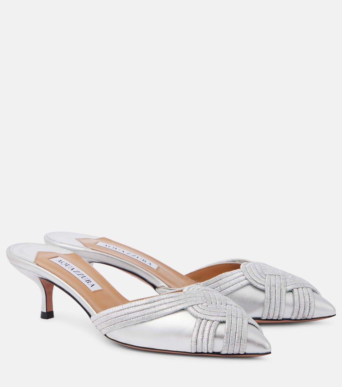 Mules Felix 50 en cuir métallisé | Aquazzura
