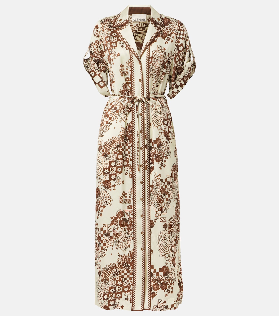 Bedrucktes Hemdblusenkleid Vinnie aus Satin | Alémais