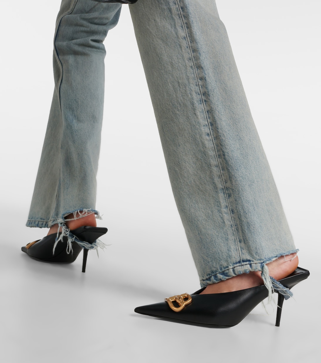 Mules Square Knife BB 80 en cuir | Balenciaga