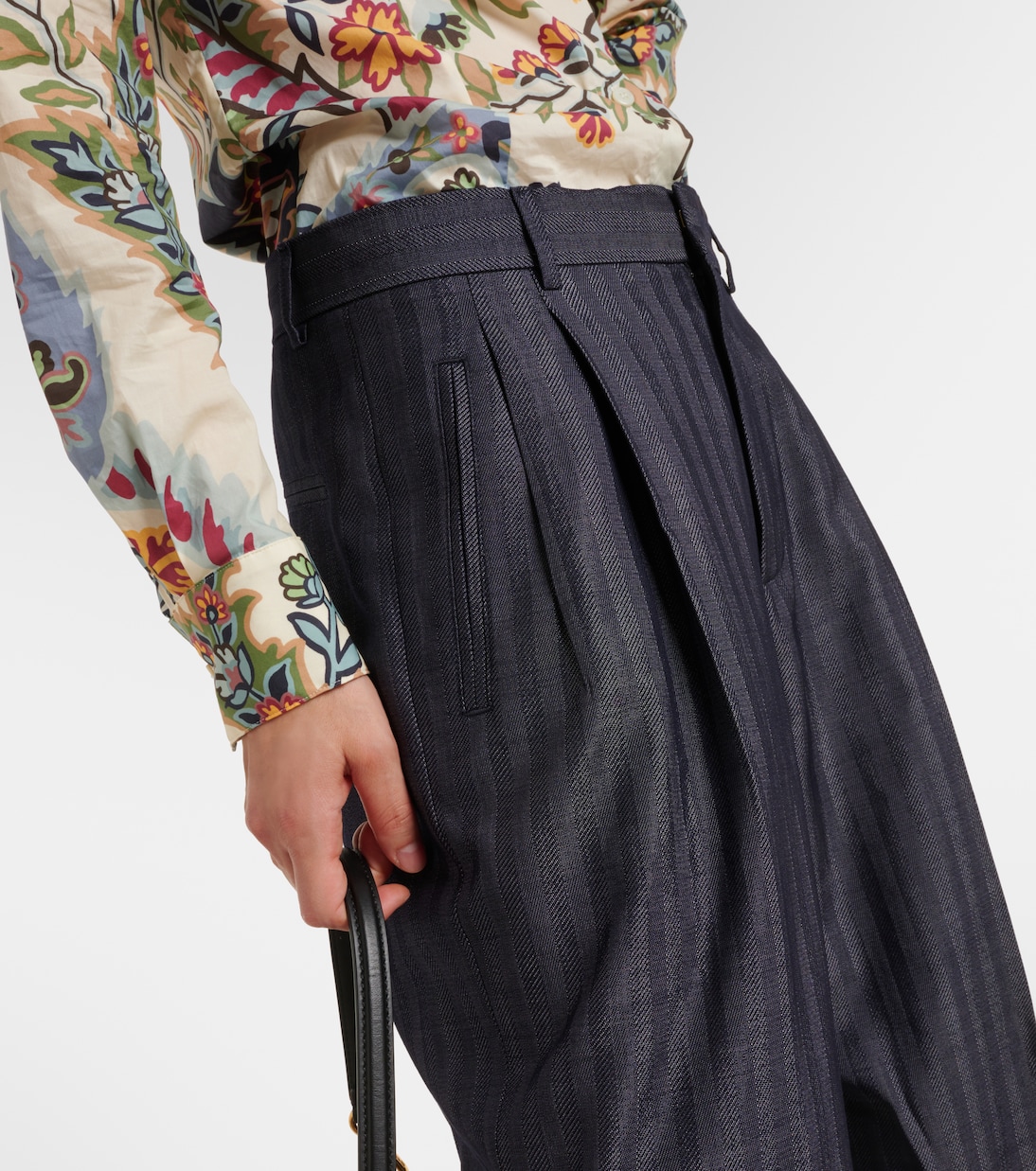 Pleated wool-blend wide-leg pants | Etro