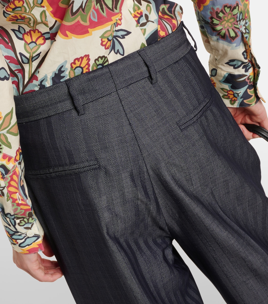 Pleated wool-blend wide-leg pants | Etro