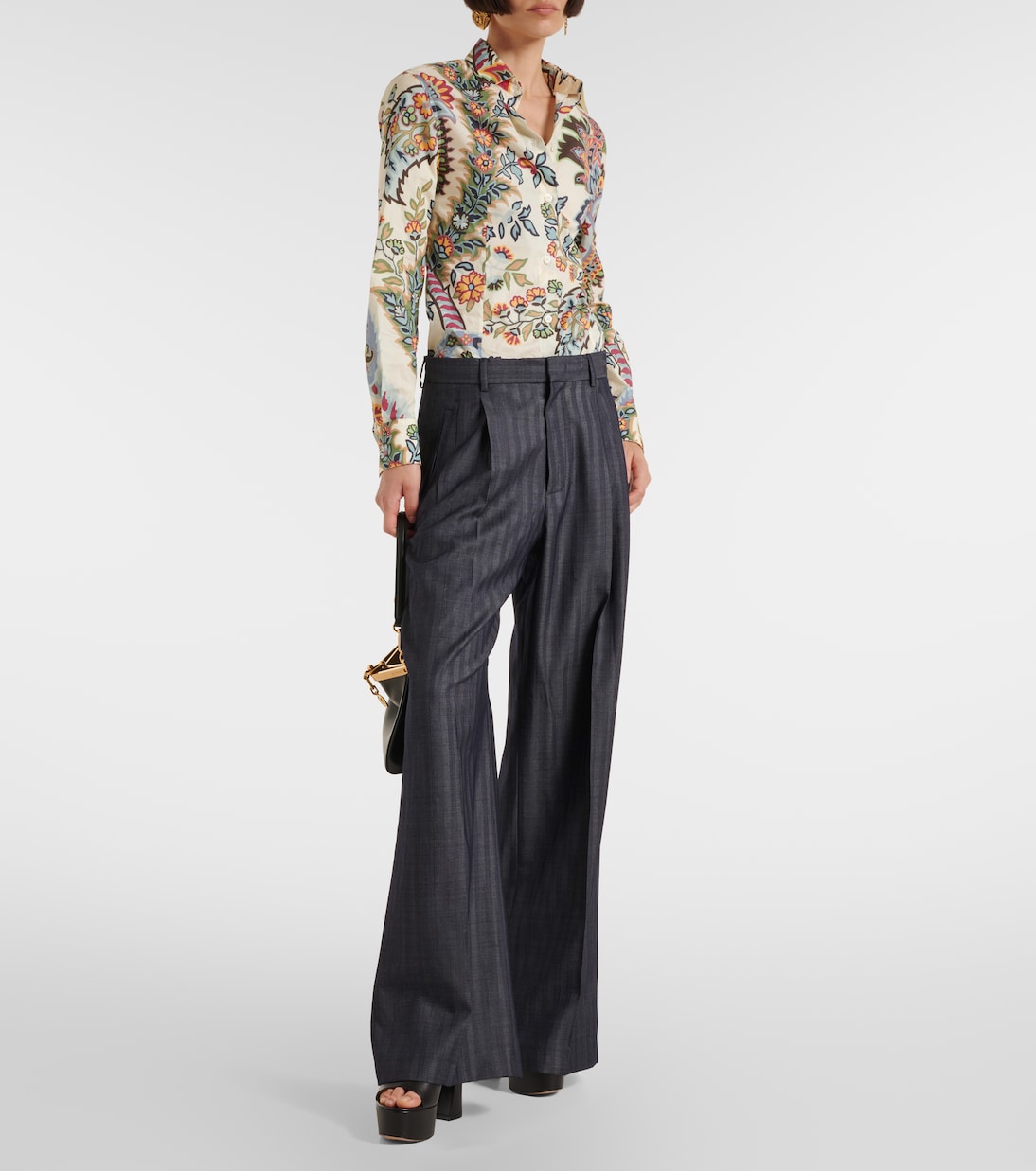 Pleated wool-blend wide-leg pants | Etro