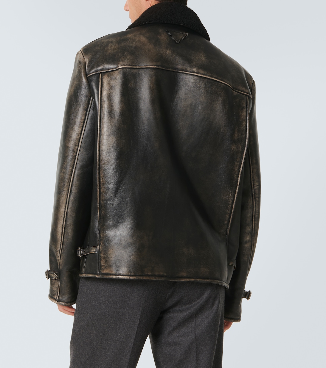 Giacca in pelle con shearling | Prada