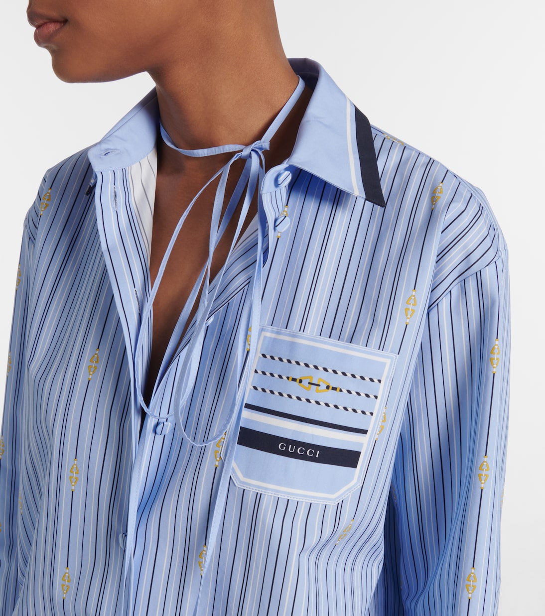 Camisa de algodón a rayas con Horsebit | Gucci