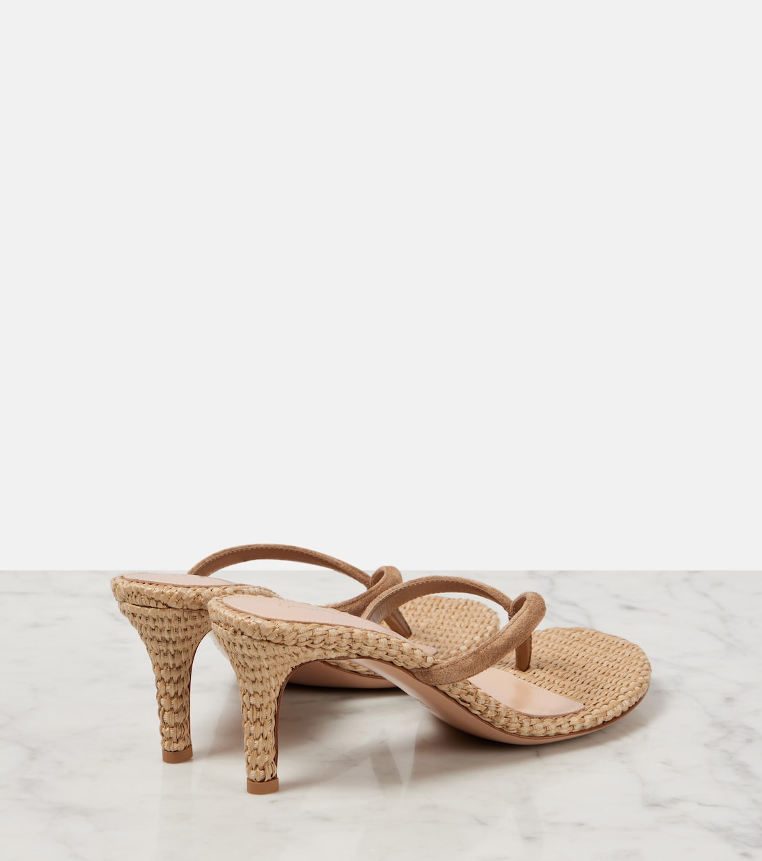 Scarpe con zeppa GIANVITO ROSSI in raffia e pelle scamosciata per un look giovane e trendy