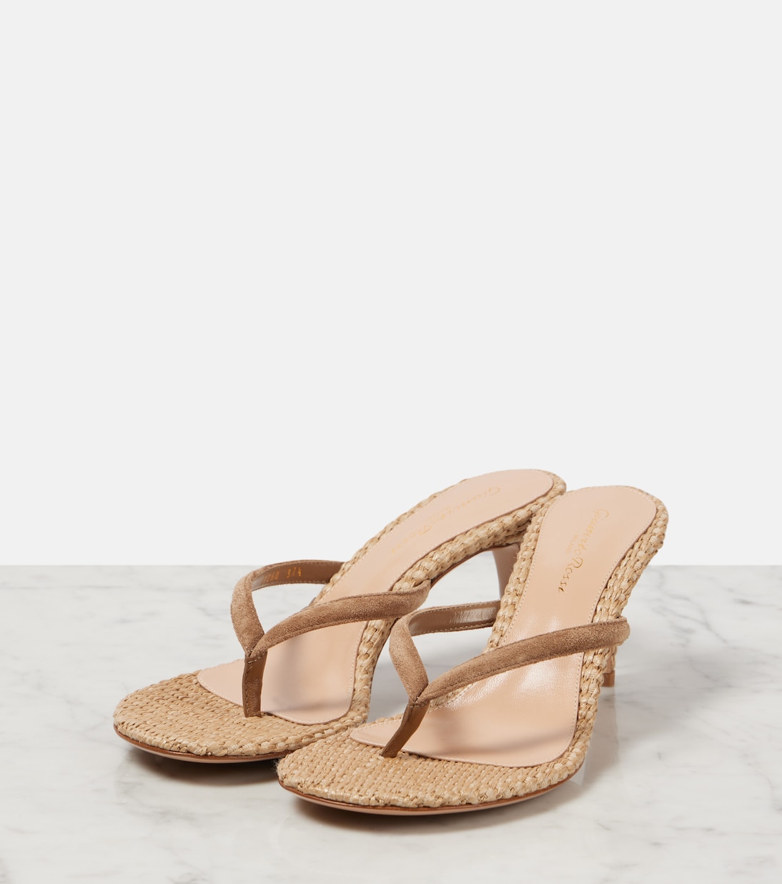 Scarpe con zeppa GIANVITO ROSSI in raffia e pelle scamosciata per un look giovane e trendy