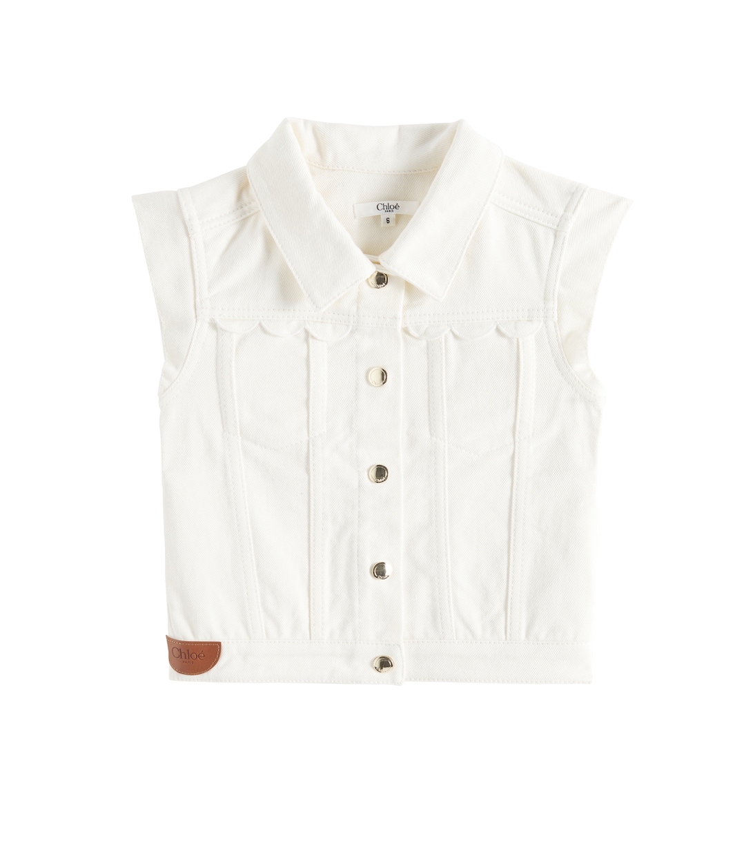 Logo embroidered denim vest | Chloé Kids