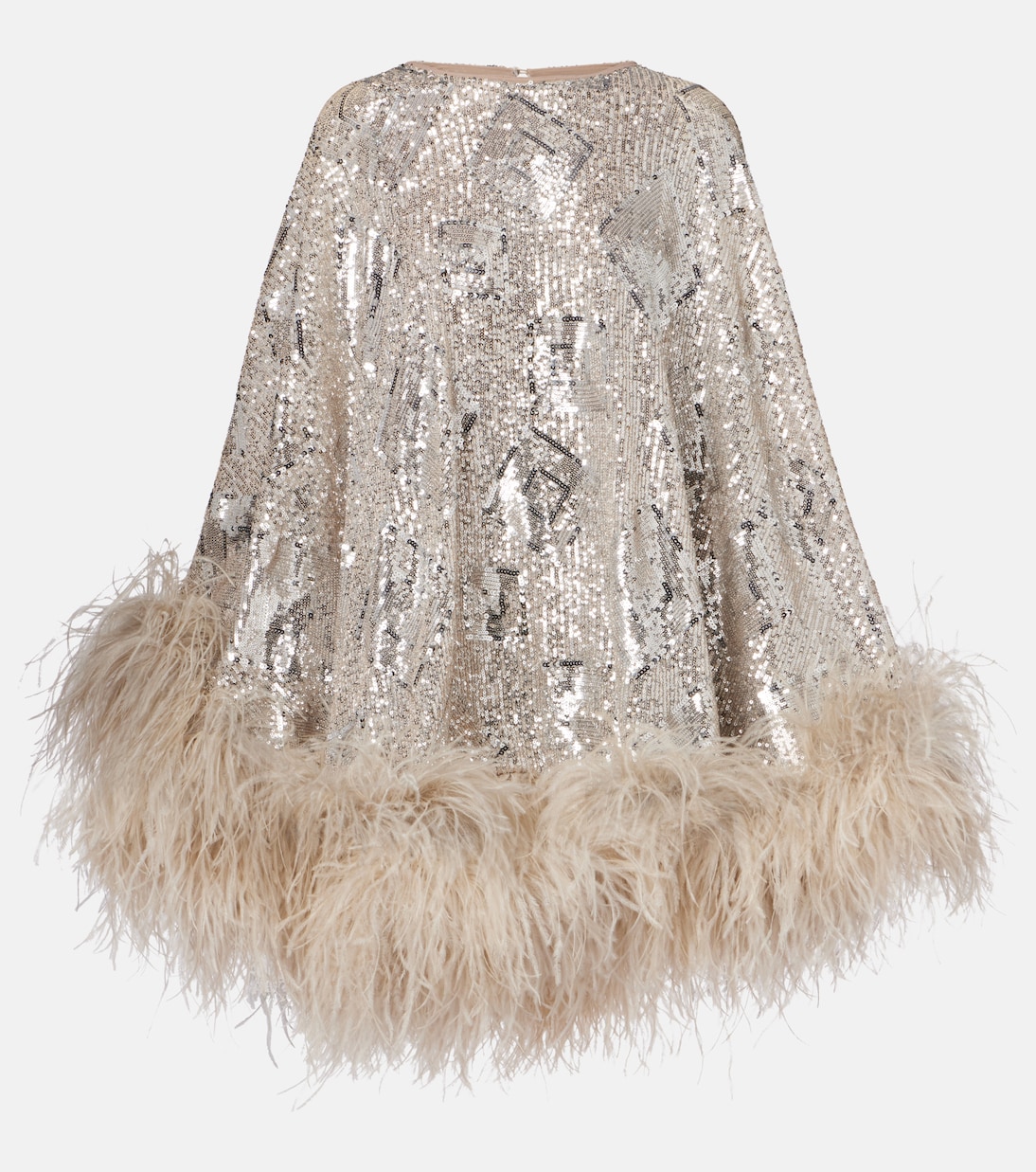 Abito corto Nassau con paillettes e piume | Taller Marmo