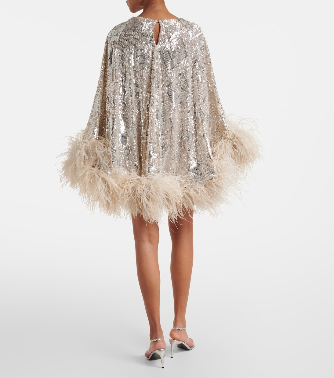 Abito corto Nassau con paillettes e piume | Taller Marmo
