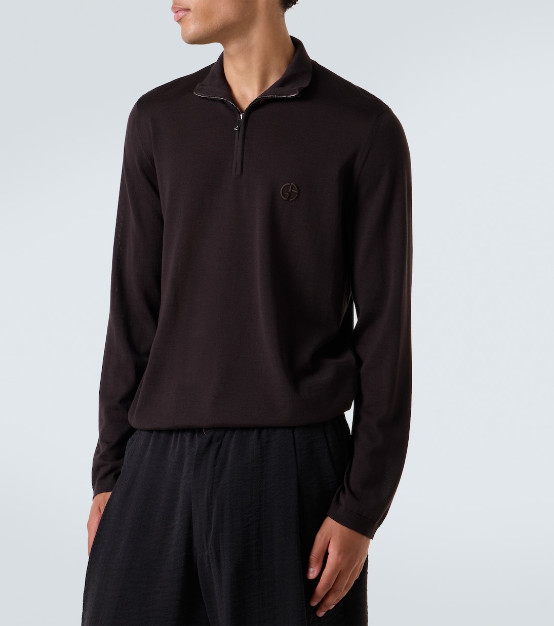Pullover in lana vergine con mezza zip | Giorgio Armani