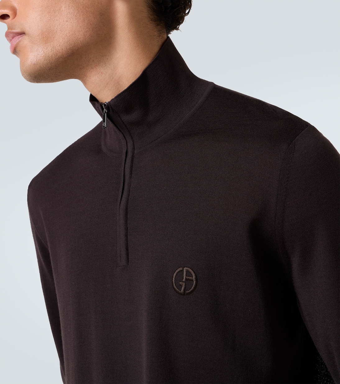 Pullover in lana vergine con mezza zip | Giorgio Armani