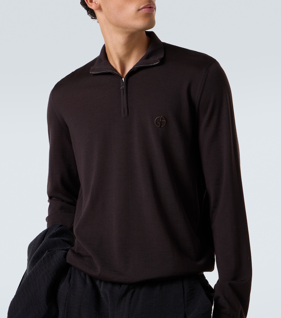 Pullover in lana vergine con mezza zip | Giorgio Armani